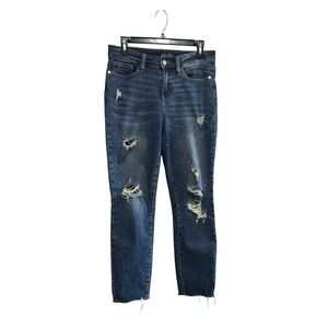 Judy Blue Womens Jeans Size 5/27 Distressed Skinny Blue Denim‎ Raw Hem Stretch